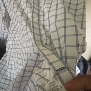 Express White and Blue Plaid Button Down Shirt